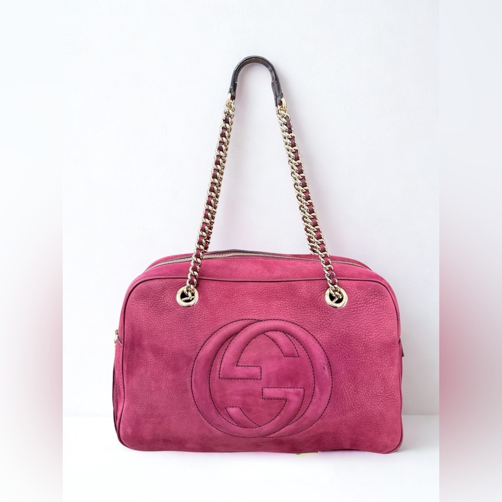 GUCCI Limited Edition Soho Chain Shoulder Bag - Burgundy Nubuck Suede -with COA - Picture 4 of 16